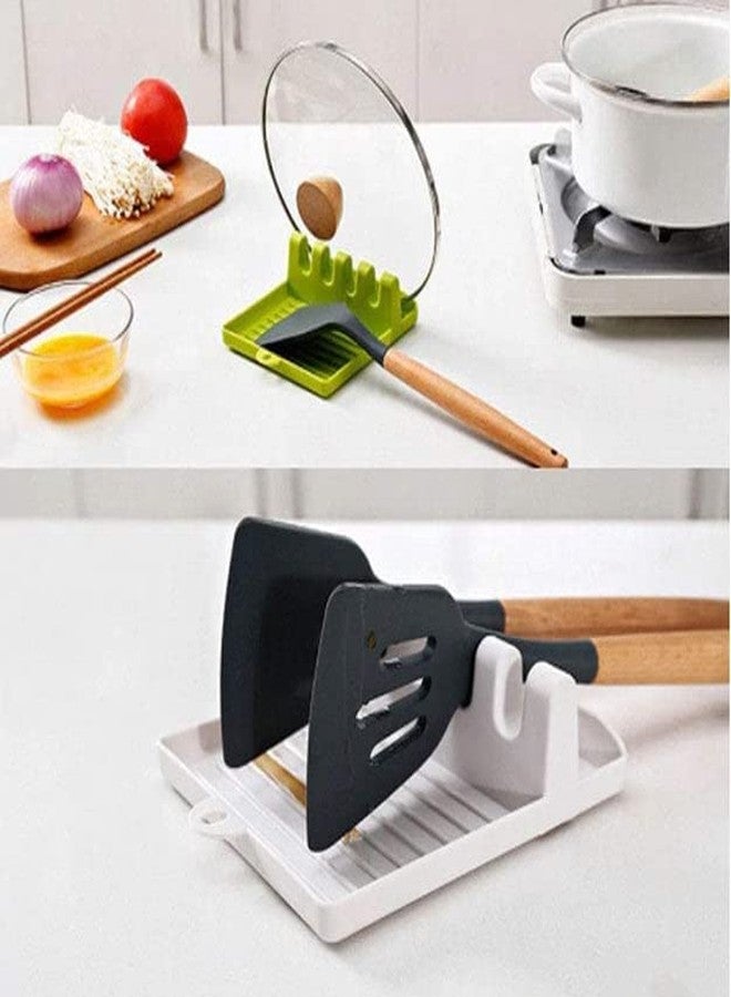 Bhuma Spoon Holder Spatula Holder for Kitchen Spoon Rest Cooking Utensil Plastic Stand Pan Cover Lid Rack Pot Clips Support Ladle Organizer Tool (Random Color, 1 Pc's) - Image 4